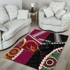 Custom Rugby Panthers and Broncos Area Rug 2026 Together Aboriginal Polynesian Pattern