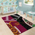 Custom Rugby Panthers and Broncos Area Rug 2026 Together Aboriginal Polynesian Pattern