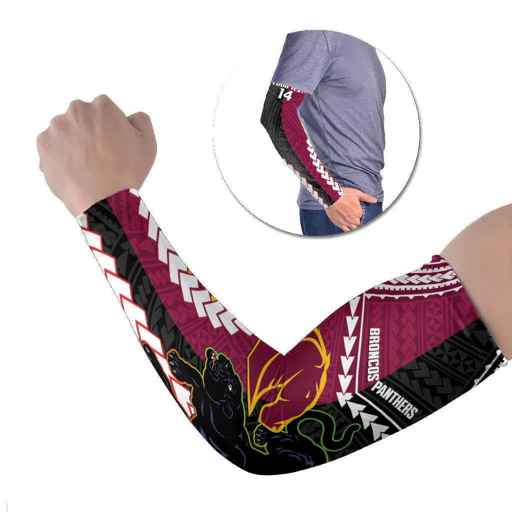 Custom Rugby Panthers and Broncos Arm Sleeves 2026 Together Aboriginal Polynesian Pattern