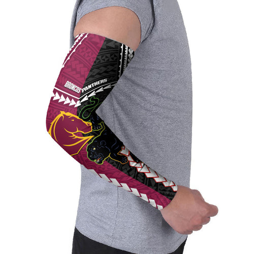 Custom Rugby Panthers and Broncos Arm Sleeves 2026 Together Aboriginal Polynesian Pattern