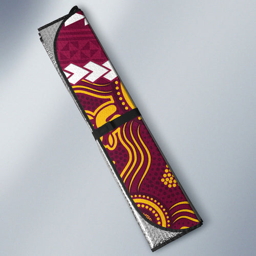 Custom Rugby Panthers and Broncos Auto Sun Shade 2026 Together Aboriginal Polynesian Pattern