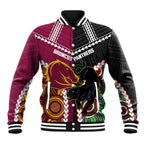 Custom Rugby Panthers and Broncos Baseball Jacket 2026 Together Aboriginal Polynesian Pattern