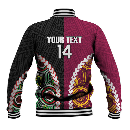 Custom Rugby Panthers and Broncos Baseball Jacket 2026 Together Aboriginal Polynesian Pattern