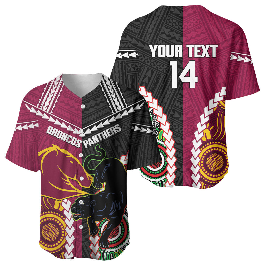 Custom Rugby Panthers and Broncos Baseball Jersey 2026 Together Aboriginal Polynesian Pattern