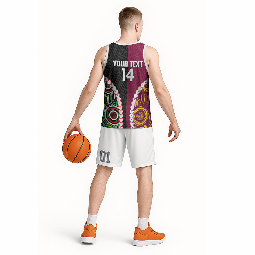 Custom Rugby Panthers and Broncos Basketball Jersey 2026 Together Aboriginal Polynesian Pattern
