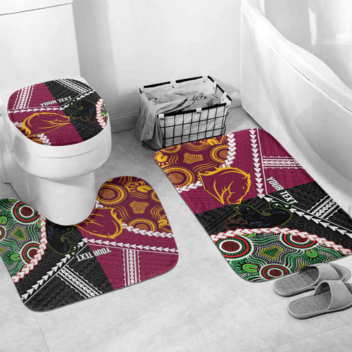 Custom Rugby Panthers and Broncos Bathroom Set 2026 Together Aboriginal Polynesian Pattern
