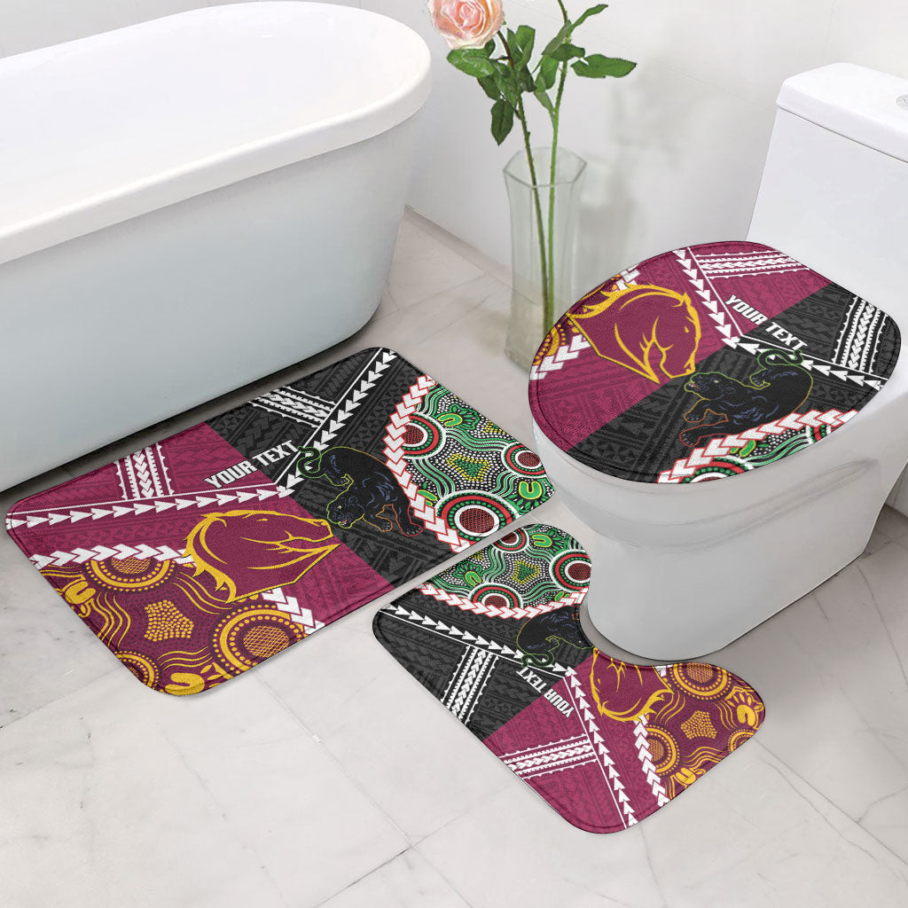 Custom Rugby Panthers and Broncos Bathroom Set 2026 Together Aboriginal Polynesian Pattern