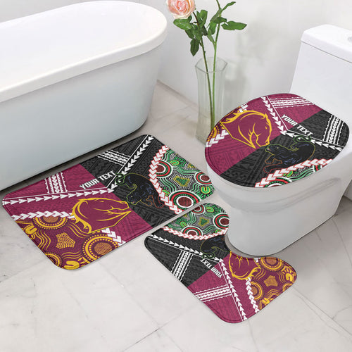 Custom Rugby Panthers and Broncos Bathroom Set 2026 Together Aboriginal Polynesian Pattern