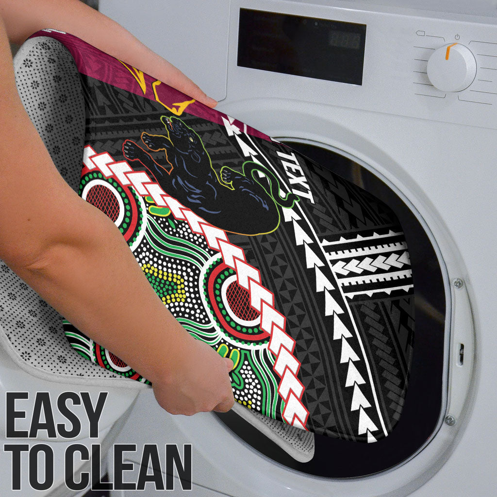 Custom Rugby Panthers and Broncos Bathroom Set 2026 Together Aboriginal Polynesian Pattern