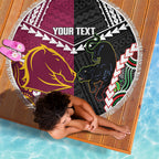 Custom Rugby Panthers and Broncos Beach Blanket 2026 Together Aboriginal Polynesian Pattern