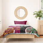 Custom Rugby Panthers and Broncos Bedding Set 2026 Together Aboriginal Polynesian Pattern