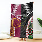 Custom Rugby Panthers and Broncos Blanket 2026 Together Aboriginal Polynesian Pattern