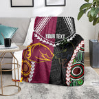 Custom Rugby Panthers and Broncos Blanket 2026 Together Aboriginal Polynesian Pattern