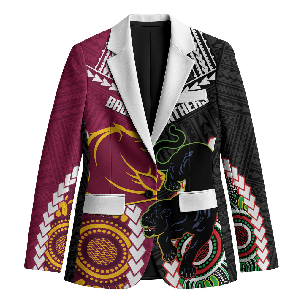 Custom Rugby Panthers and Broncos Blazer 2026 Together Aboriginal Polynesian Pattern