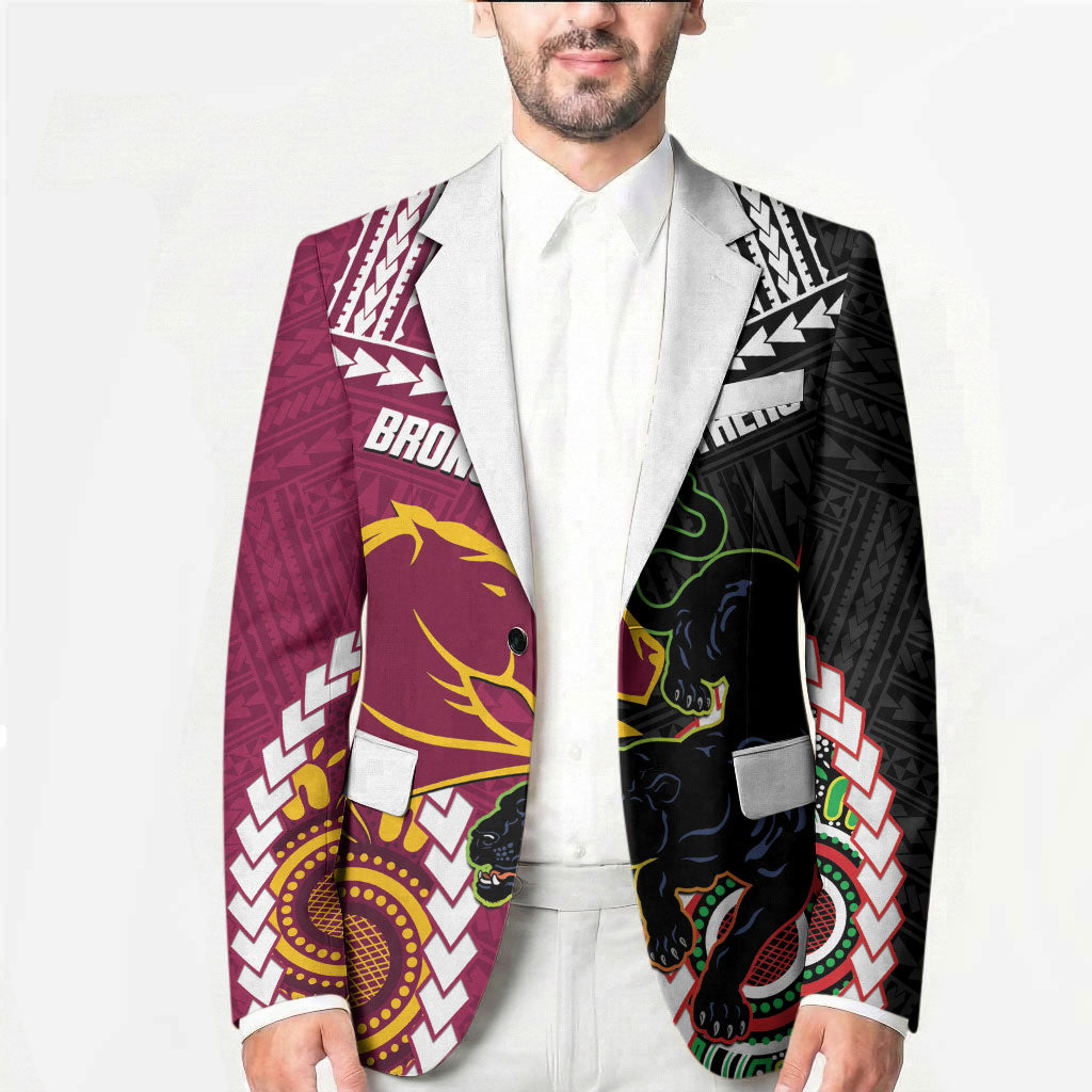 Custom Rugby Panthers and Broncos Blazer 2026 Together Aboriginal Polynesian Pattern