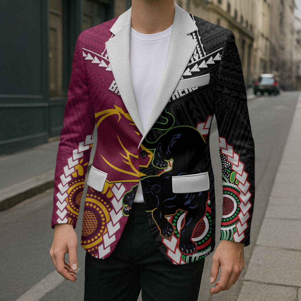 Custom Rugby Panthers and Broncos Blazer 2026 Together Aboriginal Polynesian Pattern