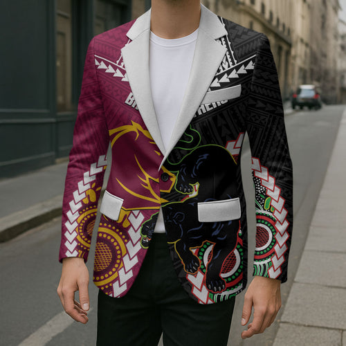Custom Rugby Panthers and Broncos Blazer 2026 Together Aboriginal Polynesian Pattern