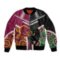 Custom Rugby Panthers and Broncos Bomber Jacket 2026 Together Aboriginal Polynesian Pattern