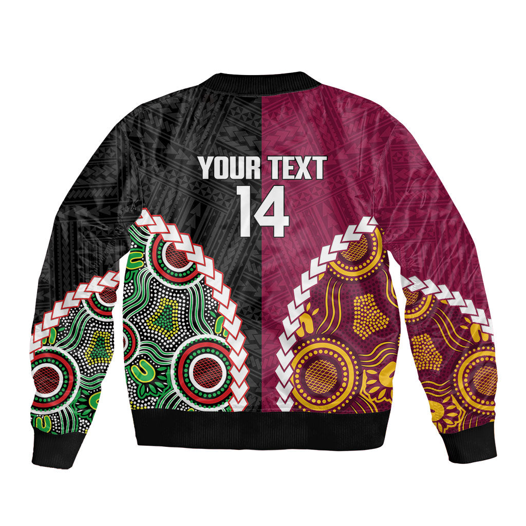 Custom Rugby Panthers and Broncos Bomber Jacket 2026 Together Aboriginal Polynesian Pattern