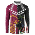Custom Rugby Panthers and Broncos Button Sweatshirt 2026 Together Aboriginal Polynesian Pattern