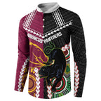 Custom Rugby Panthers and Broncos Button Sweatshirt 2026 Together Aboriginal Polynesian Pattern