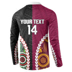 Custom Rugby Panthers and Broncos Button Sweatshirt 2026 Together Aboriginal Polynesian Pattern