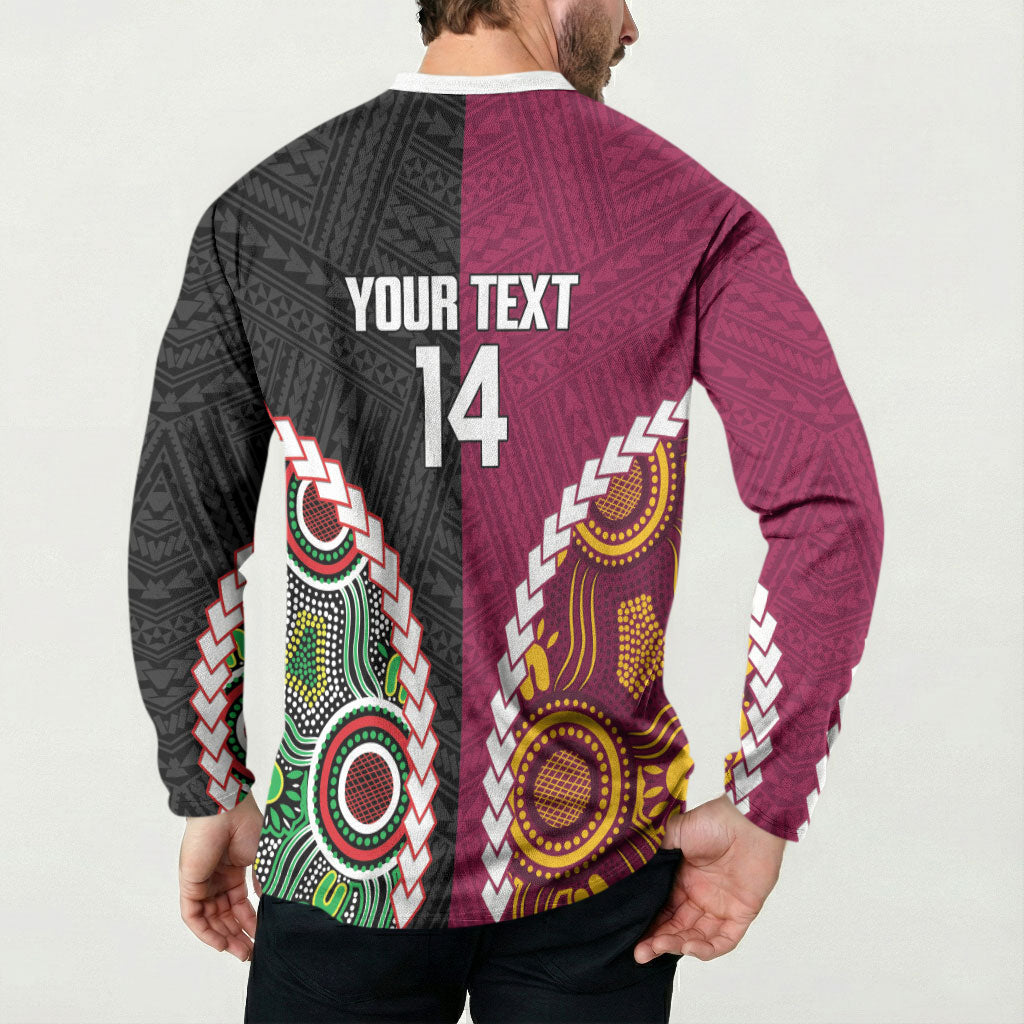 Custom Rugby Panthers and Broncos Button Sweatshirt 2026 Together Aboriginal Polynesian Pattern