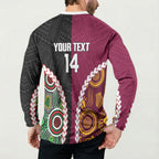 Custom Rugby Panthers and Broncos Button Sweatshirt 2026 Together Aboriginal Polynesian Pattern
