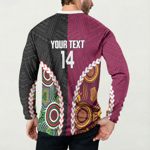 Custom Rugby Panthers and Broncos Button Sweatshirt 2026 Together Aboriginal Polynesian Pattern