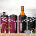 Custom Rugby Panthers and Broncos 4 in 1 Can Cooler Tumbler 2026 Together Aboriginal Polynesian Pattern