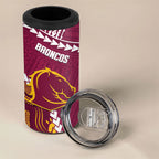 Custom Rugby Panthers and Broncos 4 in 1 Can Cooler Tumbler 2026 Together Aboriginal Polynesian Pattern