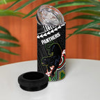 Custom Rugby Panthers and Broncos 4 in 1 Can Cooler Tumbler 2026 Together Aboriginal Polynesian Pattern