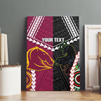Custom Rugby Panthers and Broncos Canvas Wall Art 2026 Together Aboriginal Polynesian Pattern