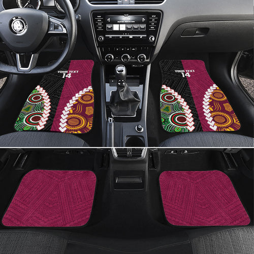Custom Rugby Panthers and Broncos Car Mats 2026 Together Aboriginal Polynesian Pattern