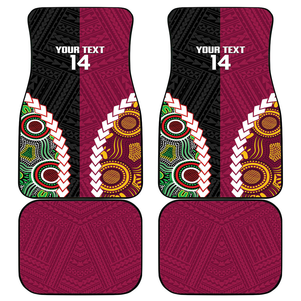 Custom Rugby Panthers and Broncos Car Mats 2026 Together Aboriginal Polynesian Pattern