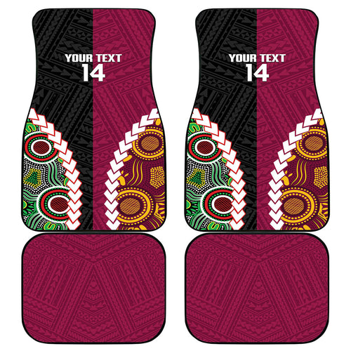 Custom Rugby Panthers and Broncos Car Mats 2026 Together Aboriginal Polynesian Pattern