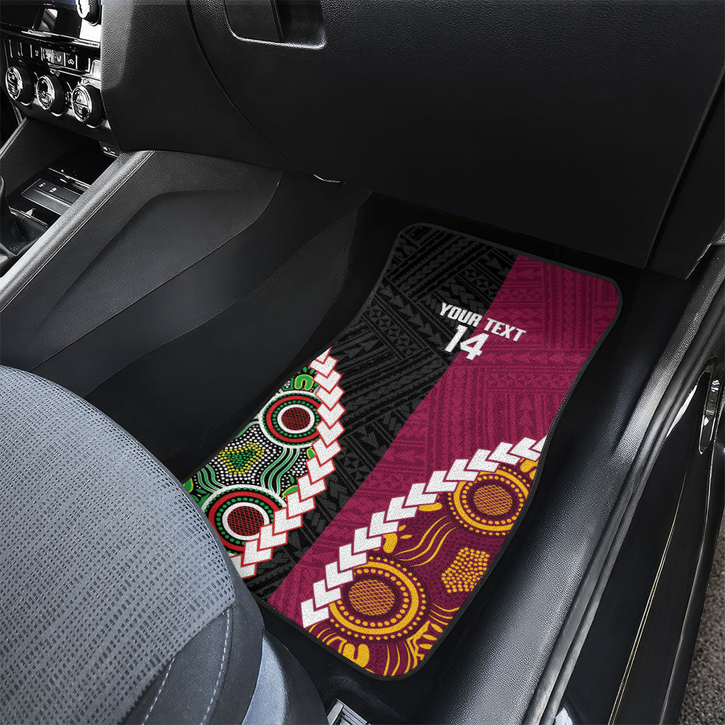 Custom Rugby Panthers and Broncos Car Mats 2026 Together Aboriginal Polynesian Pattern