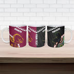 Custom Rugby Panthers and Broncos Ceramic Mug 2026 Together Aboriginal Polynesian Pattern