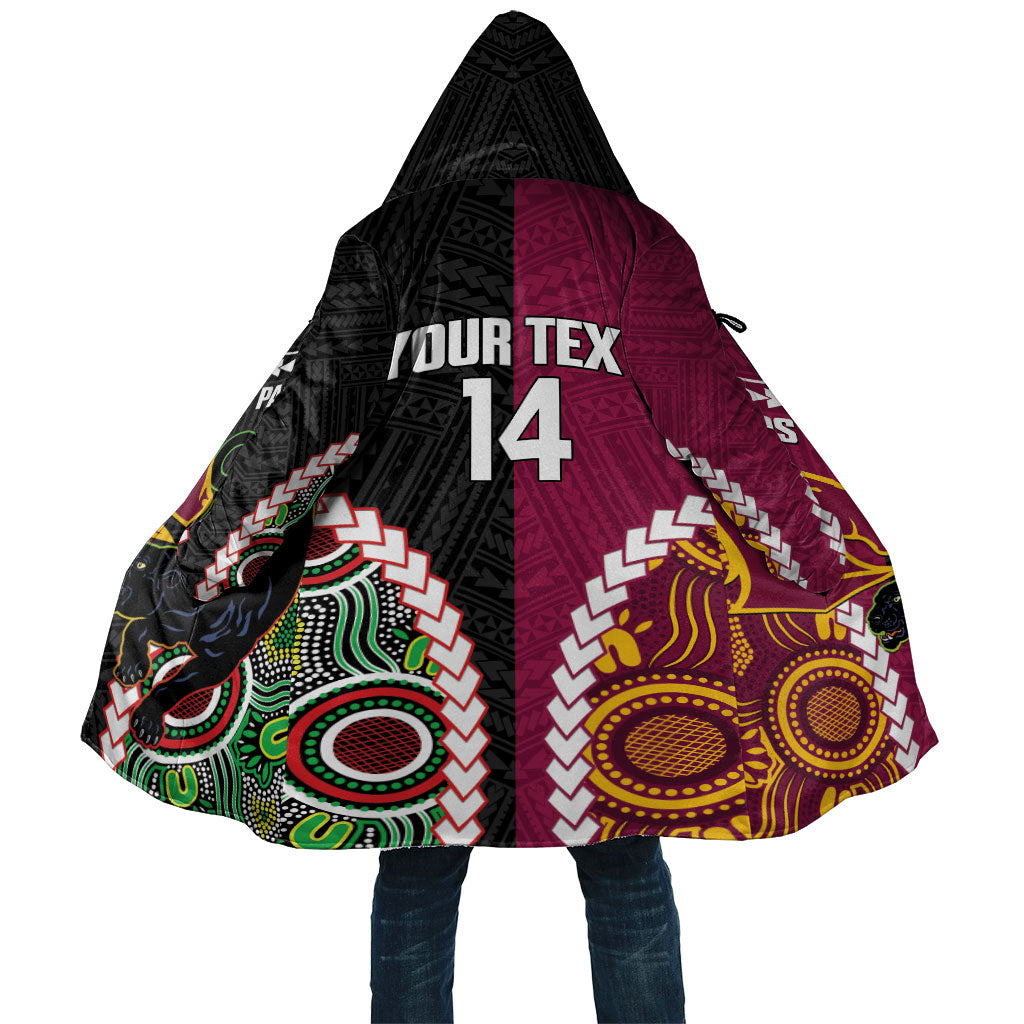 Custom Rugby Panthers and Broncos Cloak 2026 Together Aboriginal Polynesian Pattern