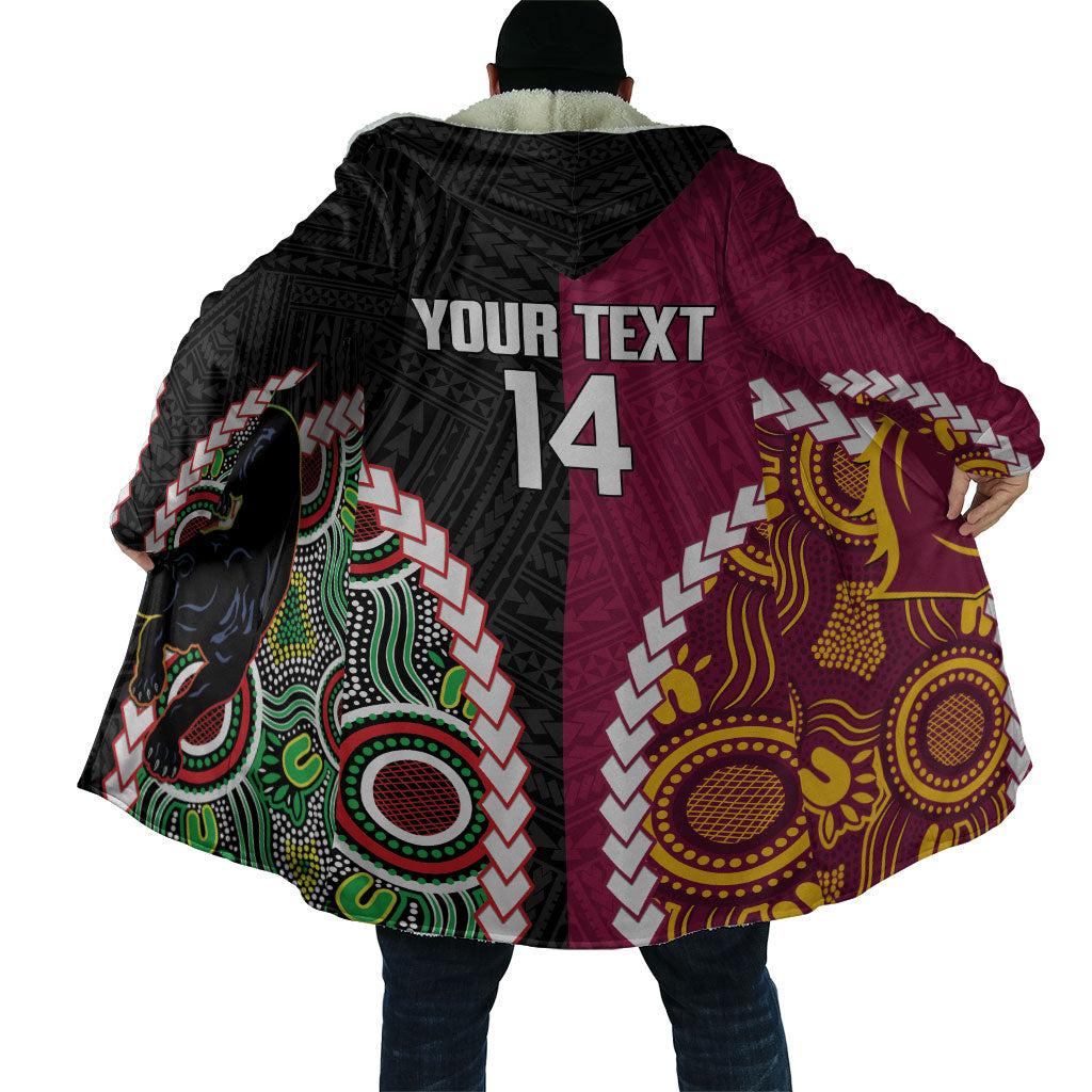 Custom Rugby Panthers and Broncos Cloak 2026 Together Aboriginal Polynesian Pattern