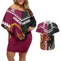 Custom Rugby Panthers and Broncos Couples Matching Off Shoulder Short Dress and Hawaiian Shirt 2026 Together Aboriginal Polynesian Pattern