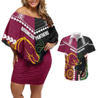 Custom Rugby Panthers and Broncos Couples Matching Off Shoulder Short Dress and Hawaiian Shirt 2026 Together Aboriginal Polynesian Pattern