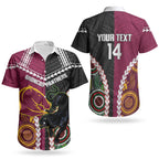 Custom Rugby Panthers and Broncos Couples Matching Off Shoulder Short Dress and Hawaiian Shirt 2026 Together Aboriginal Polynesian Pattern LT14