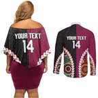 Custom Rugby Panthers and Broncos Couples Matching Off Shoulder Short Dress and Long Sleeve Button Shirt 2026 Together Aboriginal Polynesian Pattern