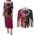Custom Rugby Panthers and Broncos Couples Matching Puletasi and Long Sleeve Button Shirt 2026 Together Aboriginal Polynesian Pattern