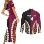 Custom Rugby Panthers and Broncos Couples Matching Short Sleeve Bodycon Dress and Long Sleeve Button Shirt 2026 Together Aboriginal Polynesian Pattern