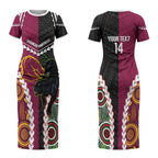 Custom Rugby Panthers and Broncos Couples Matching Short Sleeve Bodycon Dress and Long Sleeve Button Shirt 2026 Together Aboriginal Polynesian Pattern LT14