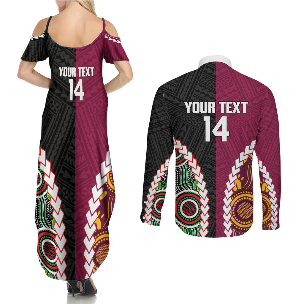 Custom Rugby Panthers and Broncos Couples Matching Summer Maxi Dress and Long Sleeve Button Shirt 2026 Together Aboriginal Polynesian Pattern