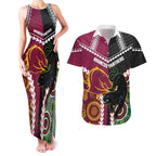 Custom Rugby Panthers and Broncos Couples Matching Tank Maxi Dress and Hawaiian Shirt 2026 Together Aboriginal Polynesian Pattern