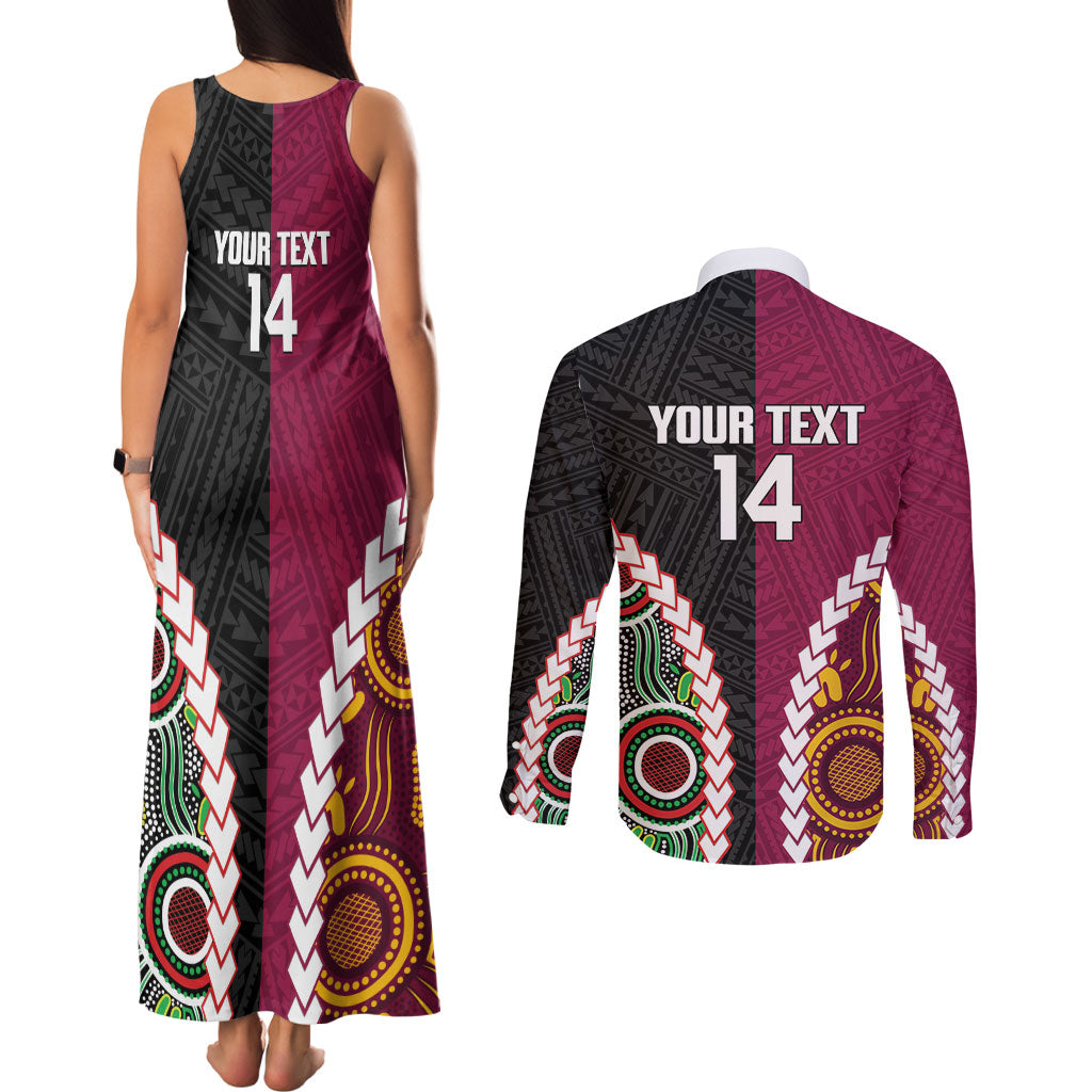 Custom Rugby Panthers and Broncos Couples Matching Tank Maxi Dress and Long Sleeve Button Shirt 2026 Together Aboriginal Polynesian Pattern